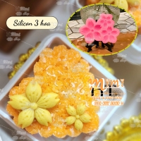 Khuôn silicon 3 hoa đào nhấn đậu - làm thạch